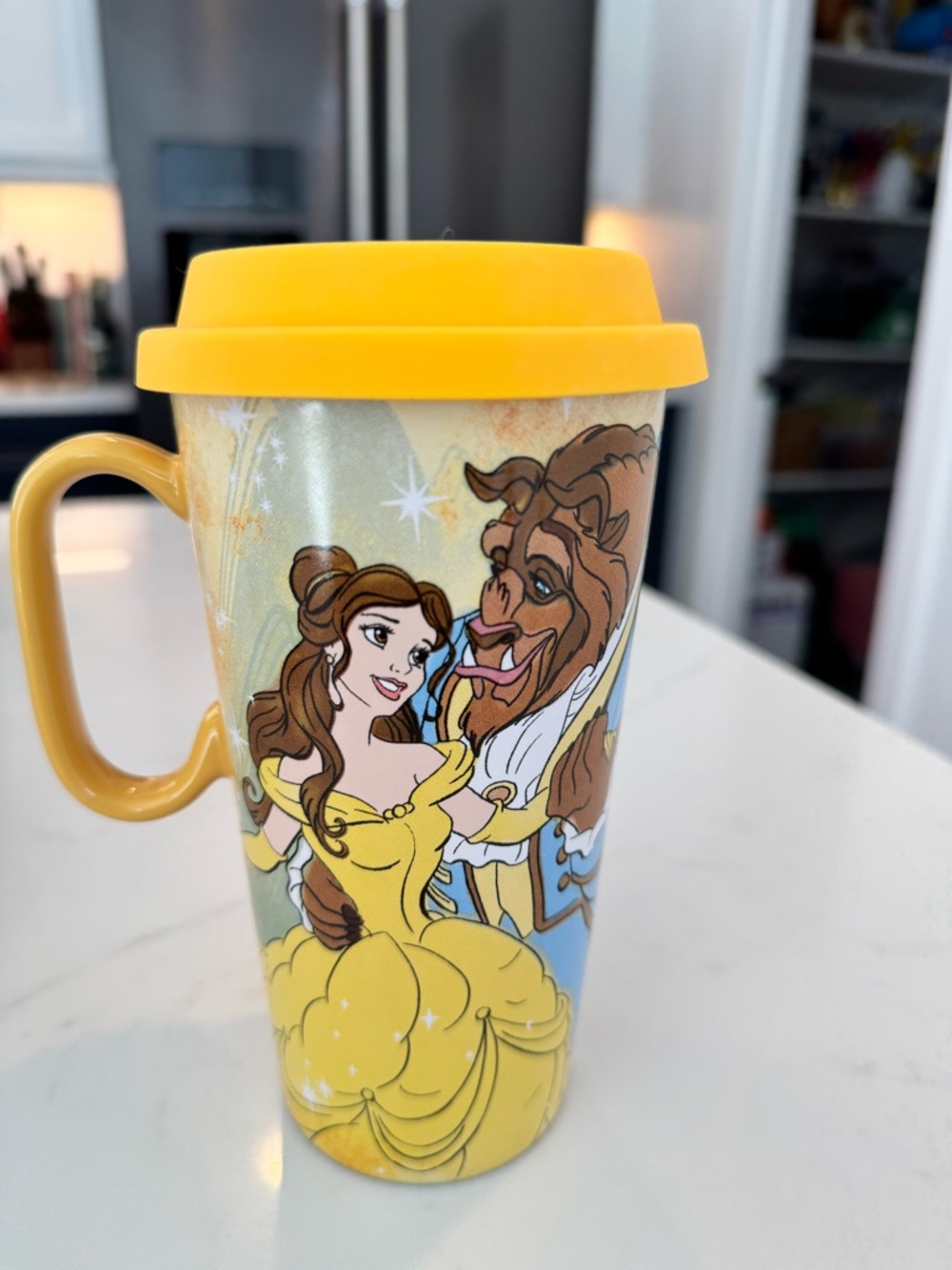 Yellow Belle & Beast Travel Mug with Lid